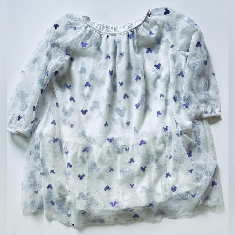 Disney Girl 18 months White Tulle Dress w/ Purple Mickey Mouse Silhouettes